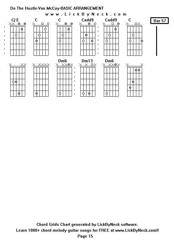 Chord Grids Chart of chord melody fingerstyle guitar song-Do The Hustle-Van McCoy-BASIC ARRANGEMENT,generated by LickByNeck software.